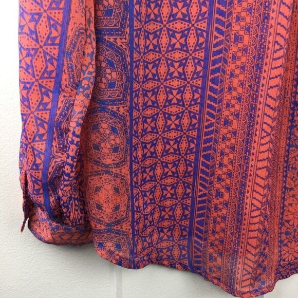 Kut from the Kloth Button Down Coral Blue Floral Top, Size Small - Picture 12 of 13